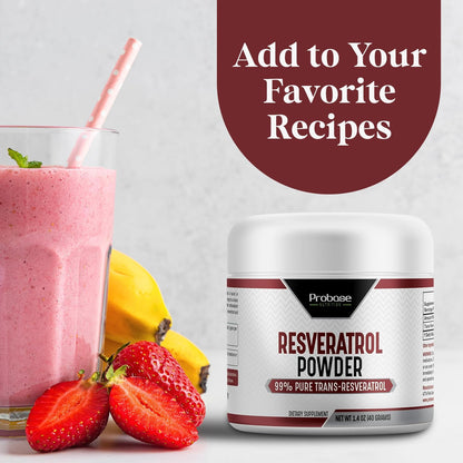 Probase Nutrition Trans Resveratrol Supplement, High Purity Resveratrol Powder for Age Support, 40-Day Supply, 40 Grams