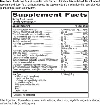 Country Life Maxi-Hair Plus Hair Skin & Nails Vitamin, 5,000 mcg Biotin, 120 Vegetarian Capsules, Gluten Free