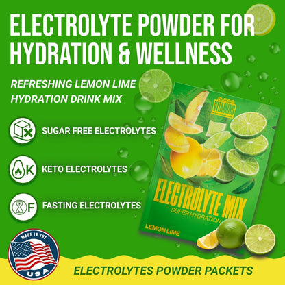 Dr. Price's Vitamins Electrolytes Powder Packets, Lemon Lime, 30 Pack | Electrolyte Mix, Hydration, No Sugar, Sodium, Potassium & 72+ Trace Minerals, Keto Friendly, Made in USA, Doctor-Formulated