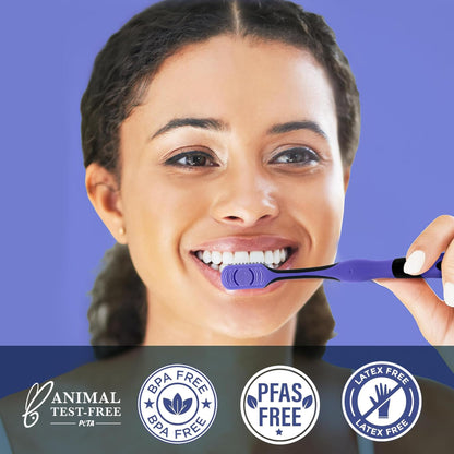 GuruNanda Gentle Giant Toothbrush with Dual Action Flossing Spiral Bristles, Non-Slip Ergo Dexa Grip, Helps in Teeth Whitening, BPA Free Manual Toothbrushes, Assorted Colors, 4 Count