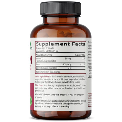 Futurebiotics Collagen Peptides with Biotin & Vitamin C Complex 3-in-1 Formula - for Hair, Skin & Nails Support, Non-GMO, 90 Tablets