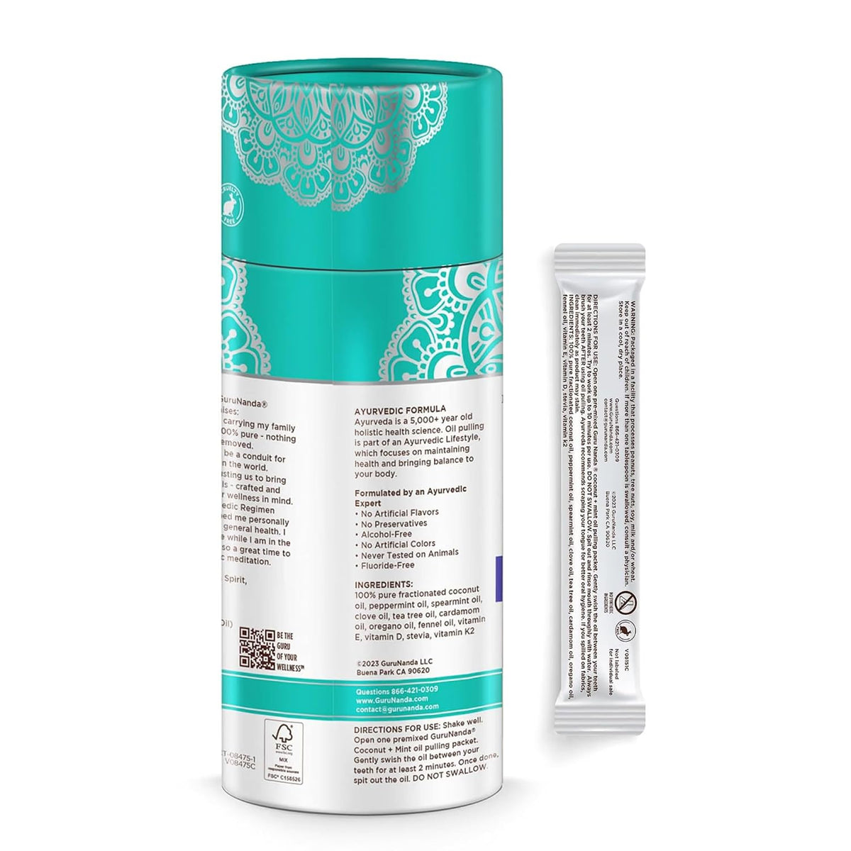 GuruNanda Coconut Oil Pulling Travel Mouthwash-7 Sachets, Travel Essentials