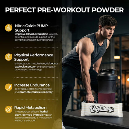 OxyEnergy Max Pump Stim-Free Pre Workout Powder for Men & Women, Nitric Oxide Booster, Grape Flavor, 30 Stick Packs Blood Flow & Energy with L-Citrulline, Beta Alanine, Creatine