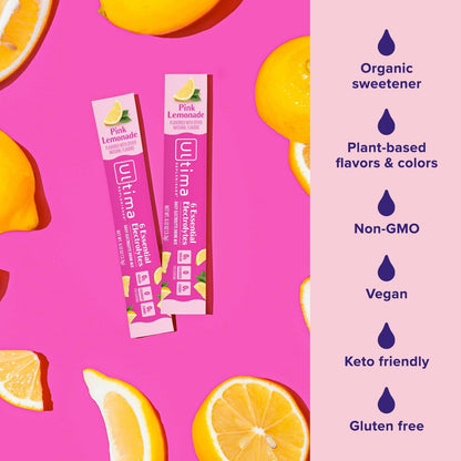 Ultima Replenisher Electrolyte Powder Drink Mix Bundle – Sugar Free – Pink Lemonade, 90 Serving Canister and 20 Stickpacks – 6 Electrolytes and Minerals – Keto Friendly, Vegan, Non-GMO
