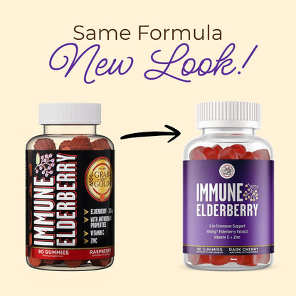 Grab The Gold Immunity Gummies Elderberry Vitamin C Zinc 90 Count