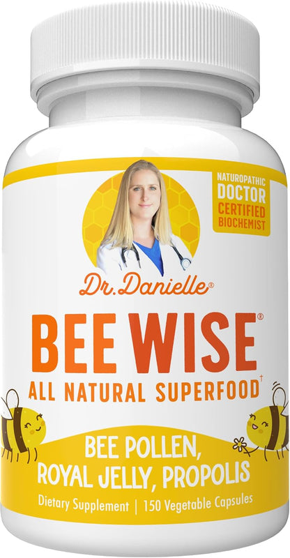 Dr. Danielle's Bee Wise - Bee Pollen Supplement - Bee Well with Royal Jelly, Propolis, Beepollen in 4 Daily Bee Pollen Capsules