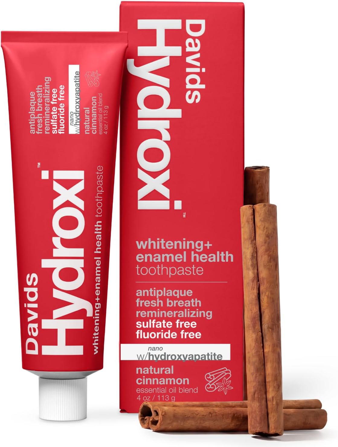 Davids Nano Hydroxyapatite Toothpaste Fluoride Free Whitening Cinnamon 4oz