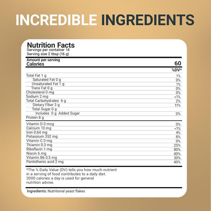 Dr. Berg Premium Nutritional Yeast Flakes - Delicious Non-Fortified Nutritional Yeast with Naturally Occurring B Vitamins - 8oz
