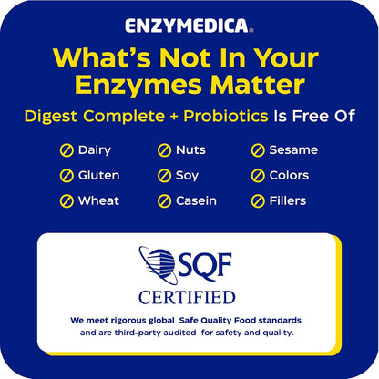Enzymedica Digest Complete + Probiotics - Digestive Enzyme Supplement for Women & Men, Enzyme and Probiotic Capsules for Digestion, Gut Health Support, Helps Gas & Bloating, Vegetarian - 90 Caps