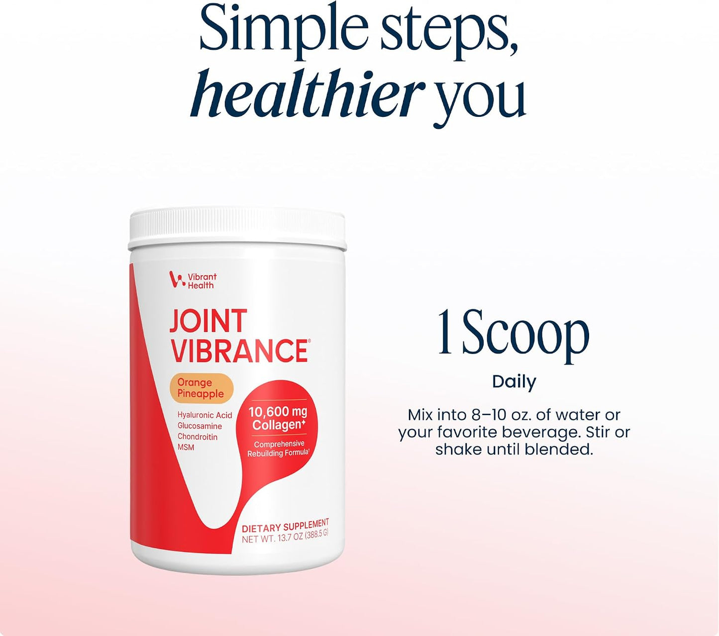 Vibrant Health, Joint Vibrance, Comprehensive Joint and Cartilage Support, Orange Pineapple, 21 Servings