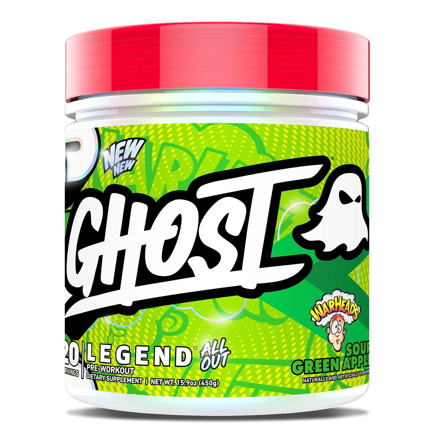 GHOST Legend All Out Pre-Workout Powder, Strawbango - 20 Servings - Preworkout Drink Mix Supplement for Men & Women - Energy & Pumps - Caffeine, Beta Alanine, Betaine, NO3-T- Sugar Free