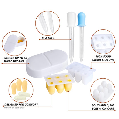 OrganiKit's Reusable Suppository Mold Kit - Eco-Friendly, 2ML, Silicone, Suppository Molds
