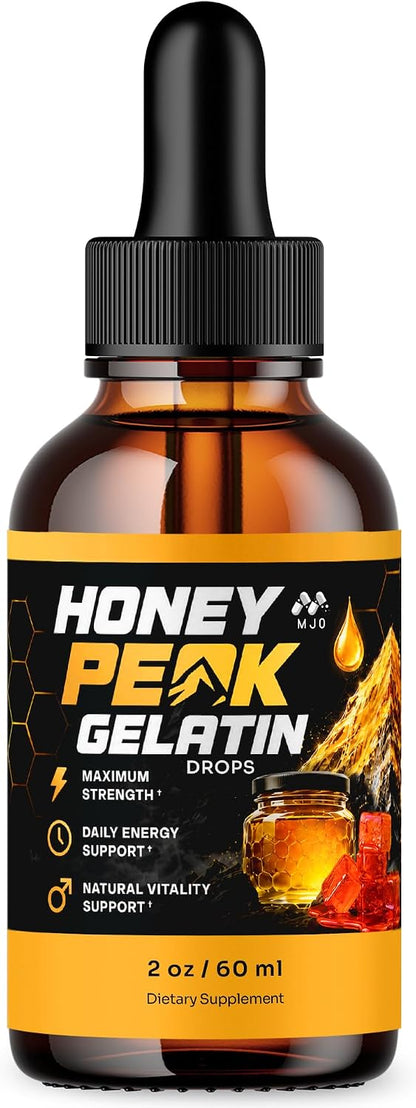 Honey Peak Gelatin Drops for Men, Natural Supplement 1-Pack, 30 Servings