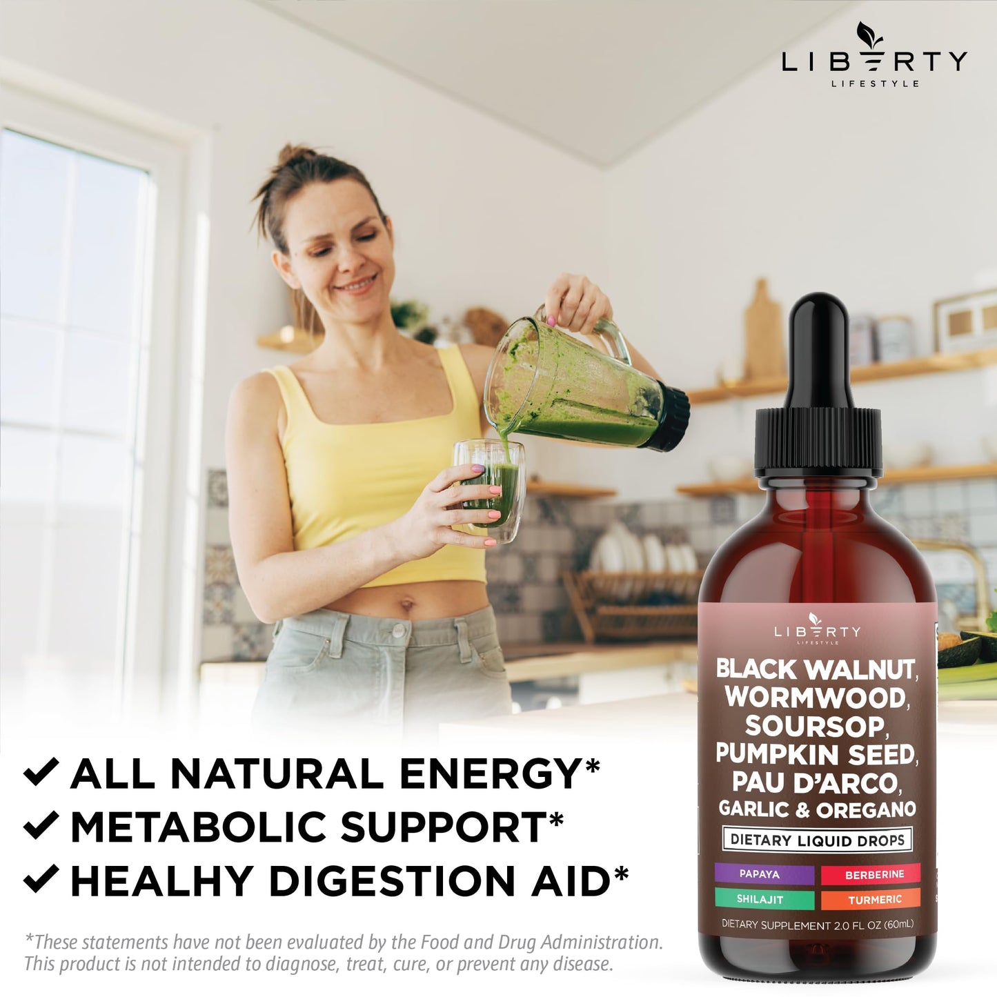 Defend Wormwood Black Walnut Cleanse for Humans Drops Liquid Soursop Garlic Pumpkin Seed PAU D'Arco Oil of Oregano Turmeric Berberine Neem Extract Hull Bark Tincture - 4 OZ