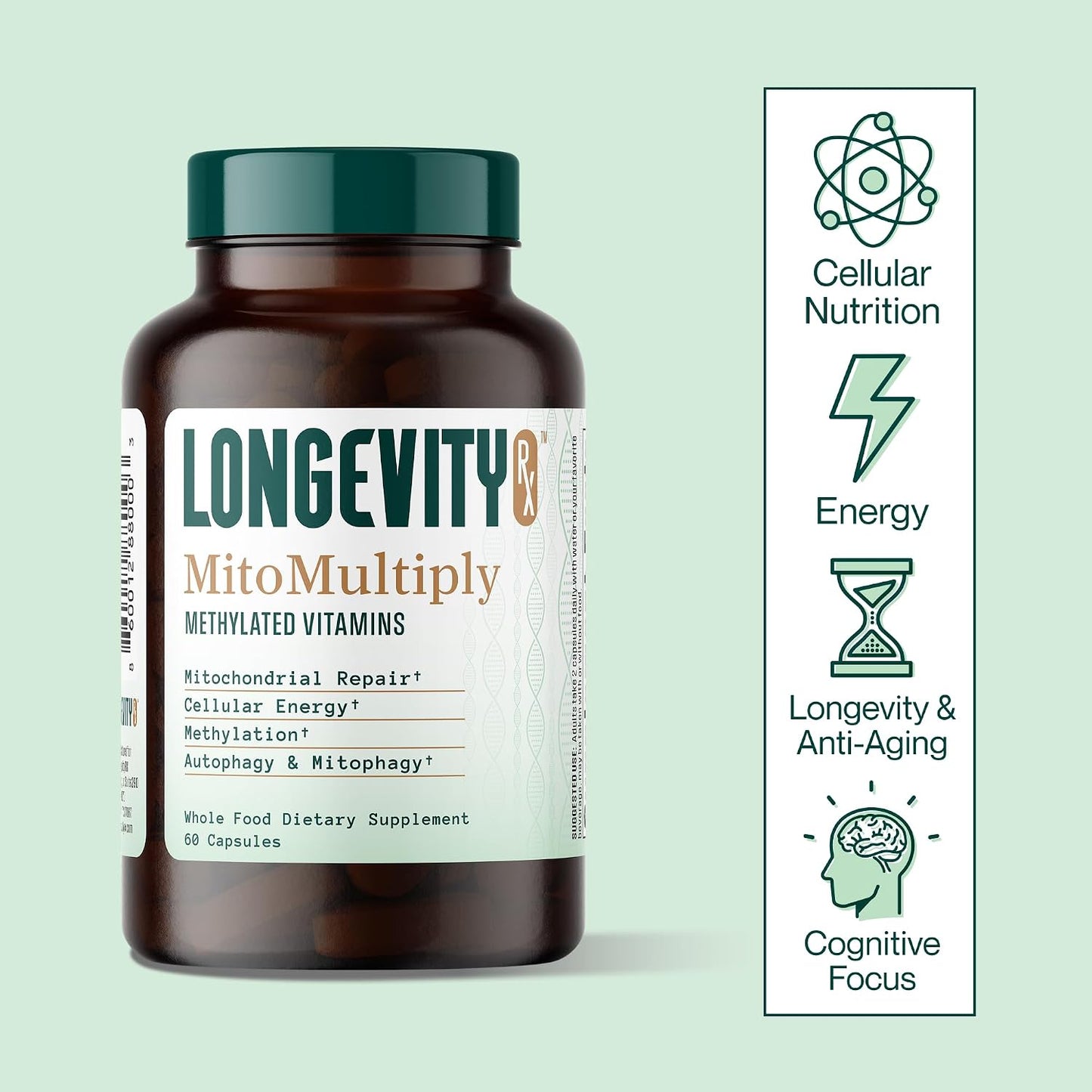 MitoMultiply – Mitochondrial Support with Glutathione, SOD, Catalase, NADH, Bacillus Subtilis – Boosts Cellular Energy, Absorption, Bioavailability – 60 Capsules