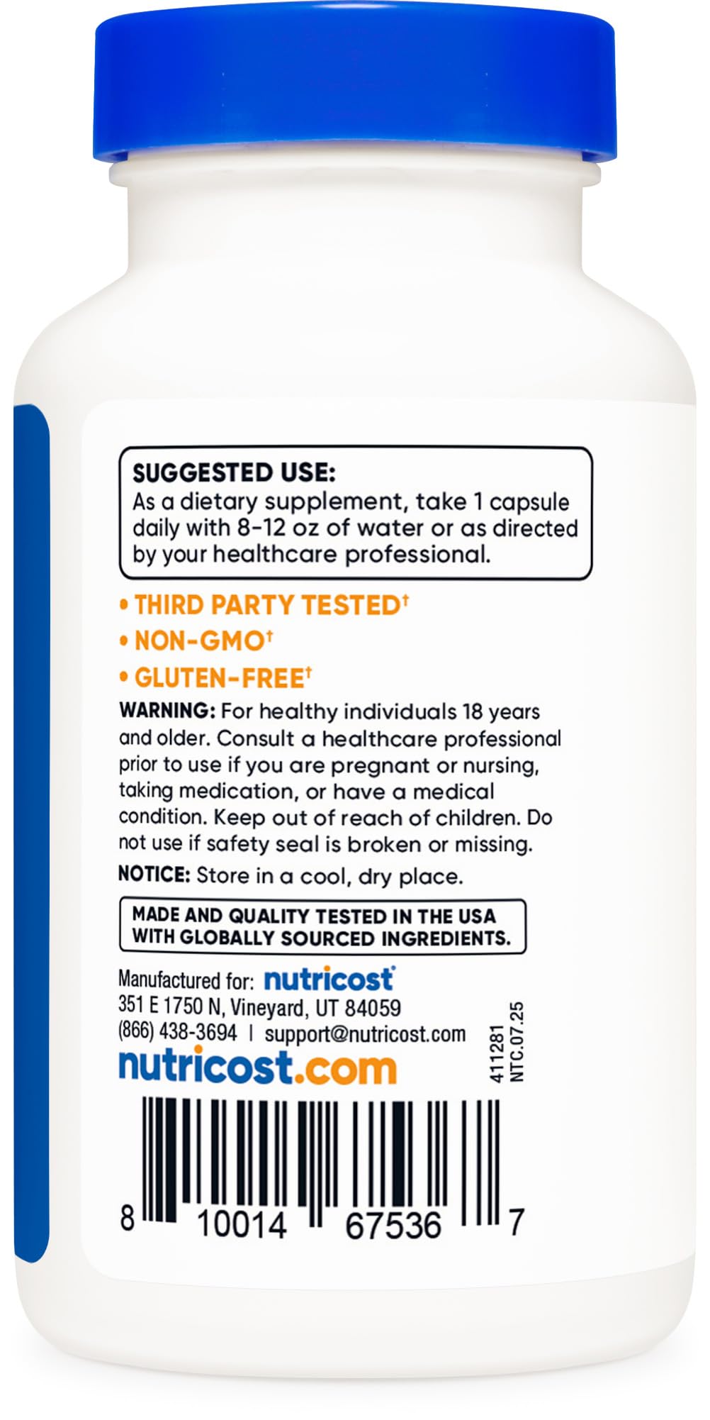 Nutricost N-Acetyl L-Cysteine (NAC) 600mg, 180 Capsules | GMO-Free And Gluten Free