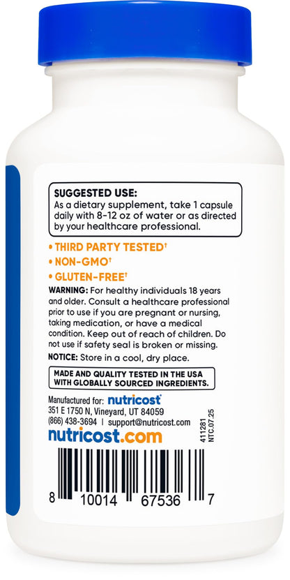 Nutricost N-Acetyl L-Cysteine (NAC) 600mg, 180 Capsules | GMO-Free And Gluten Free