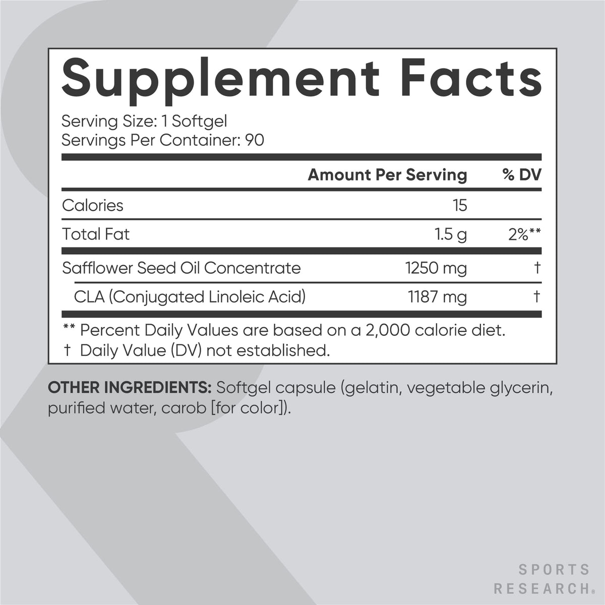 Sports Research CLA - 1250mg with Active Conjugated Linoleic Acid for Men and Women