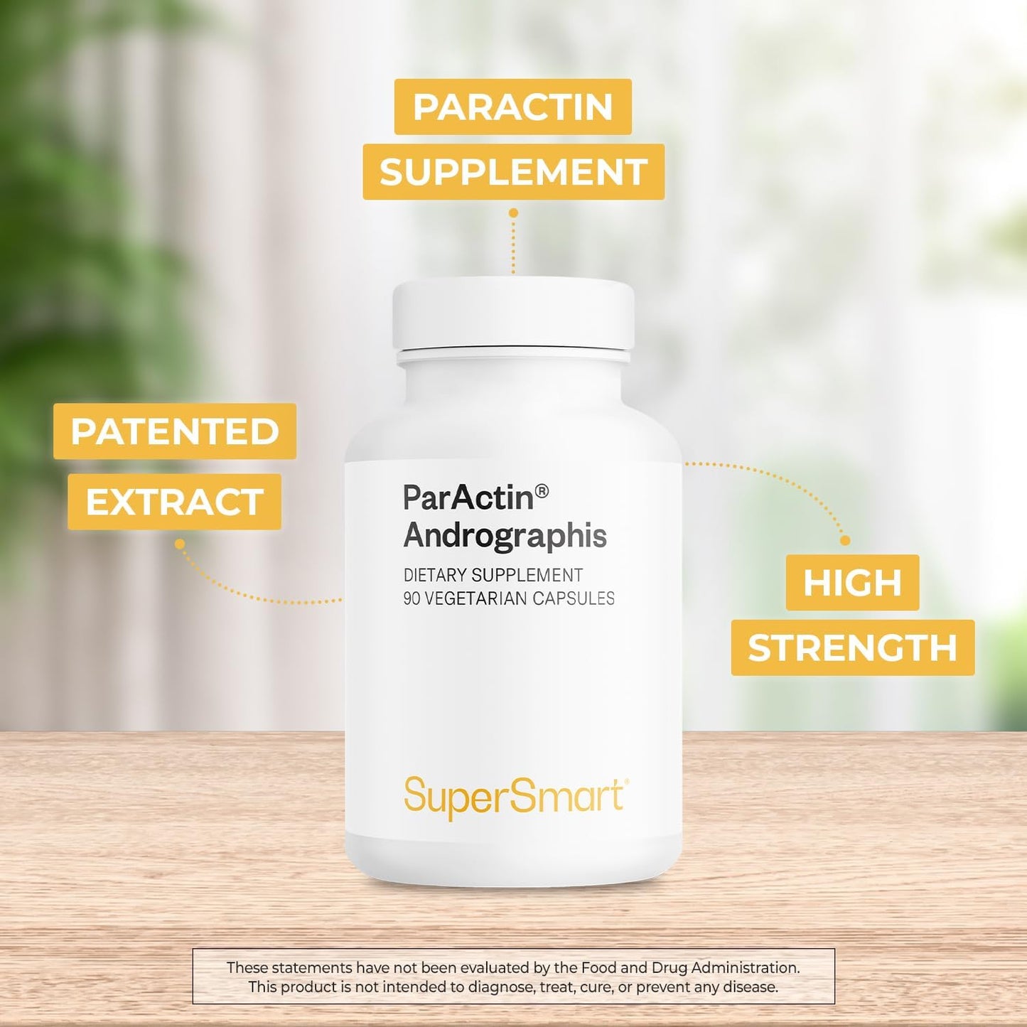 Supersmart - ParActin Supplement 300mg per Day (High Strength) - Andrographis Paniculata | Non-GMO & Gluten Free - 90 Vegetarian Capsules