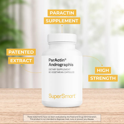 Supersmart - ParActin Supplement 300mg per Day (High Strength) - Andrographis Paniculata | Non-GMO & Gluten Free - 90 Vegetarian Capsules