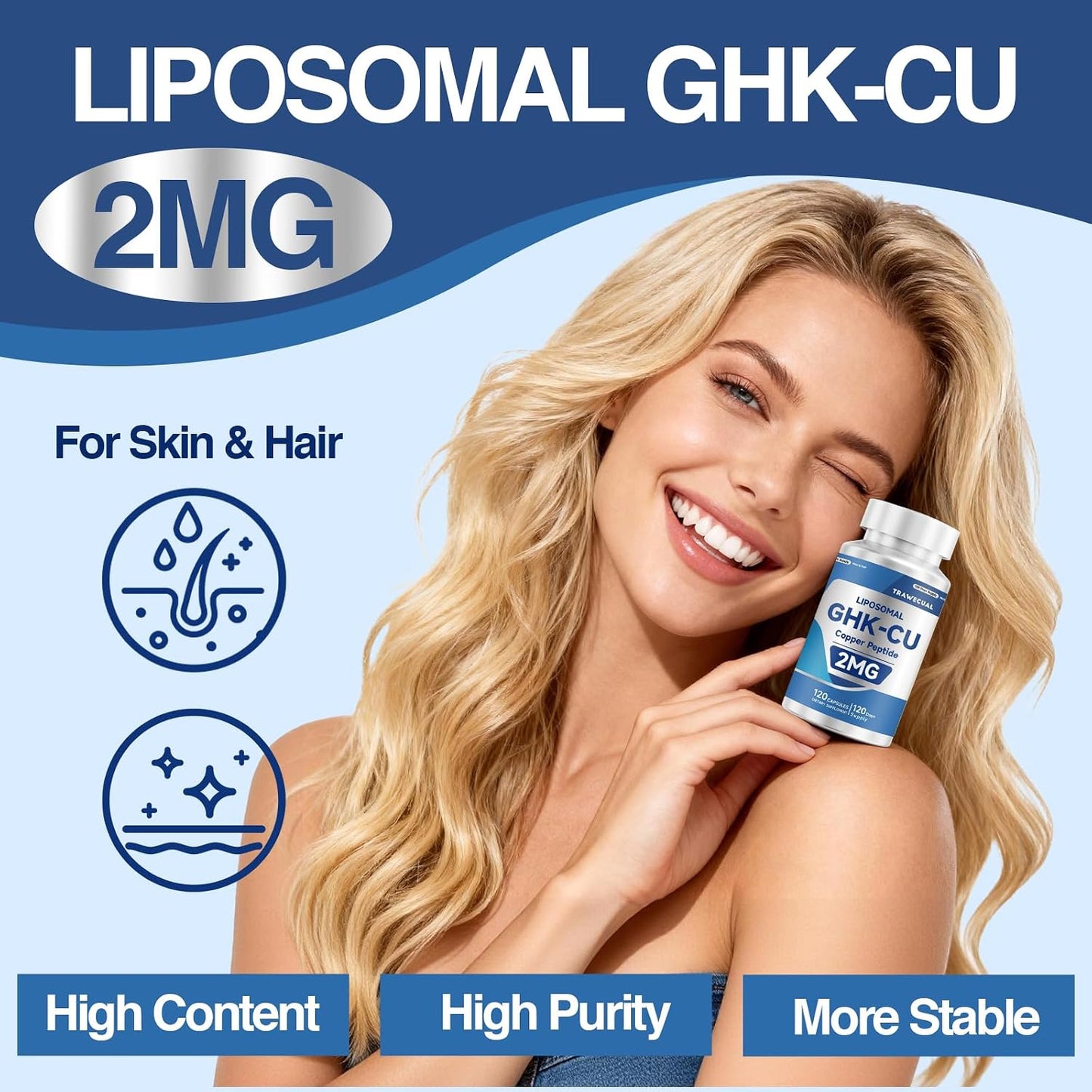 GHK-Cu Peptide – High-Purity GHK-Cu with Liposomal Delivery for Hair & Skin Support – 120 Caps.2 Pack
