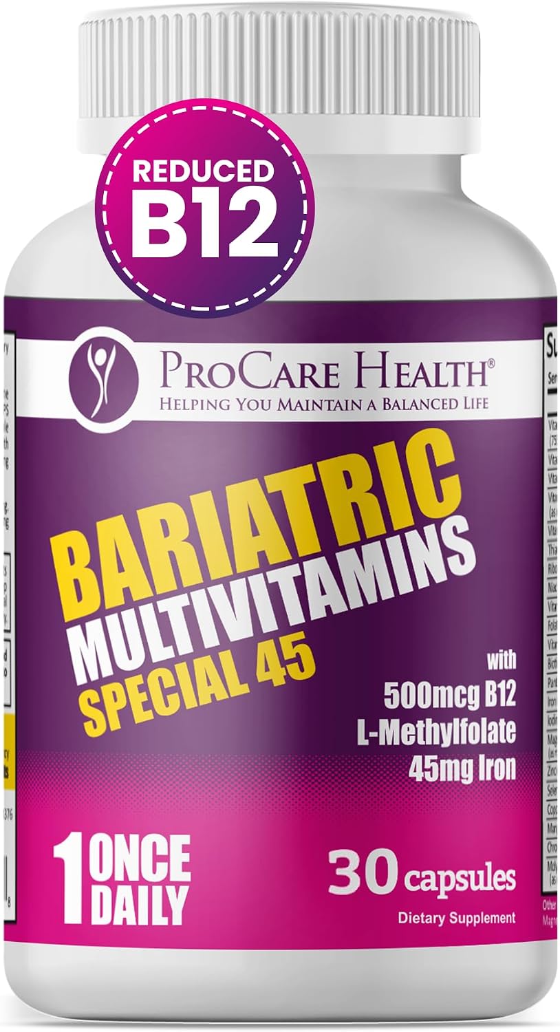 Special-45 Bariatric Multivitamin | Reduced B12 | Capsule | 30ct | Post-Op Bariatric Vitamins for Gastric Bypass and Sleeve Patients, Sustains Recovery & Energy* (1 Month Supply) - Made in USA