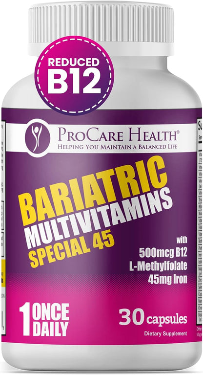 Special-45 Bariatric Multivitamin | Reduced B12 | Capsule | 30ct | Post-Op Bariatric Vitamins for Gastric Bypass and Sleeve Patients, Sustains Recovery & Energy* (1 Month Supply) - Made in USA