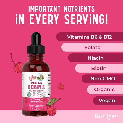 MARYRUTH'S Organics Vitamin B Complex | B Vitamins Complex | Biotin | Vitamin B12 | Niacin | Folate | Metabolic Support Supplement | Vegan | USDA Organic | Non-GMO | Gluten Free | 2 Month Supply