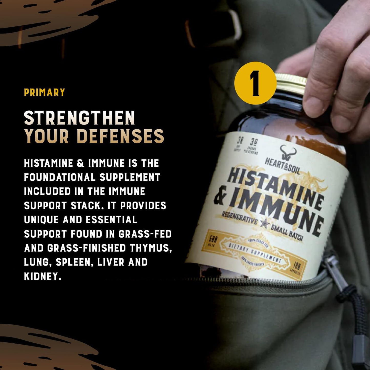 Immune Support Stack – Includes Histamine & Immune Supplement, Bone Marrow & Liver, Grass-Fed Colostrum for Digestive Health, Gut Balance, and Overall Wellness