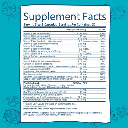 GOBIOTIX Probiotic Multivitamin Supplement - Daily Multivitamins with Probiotics