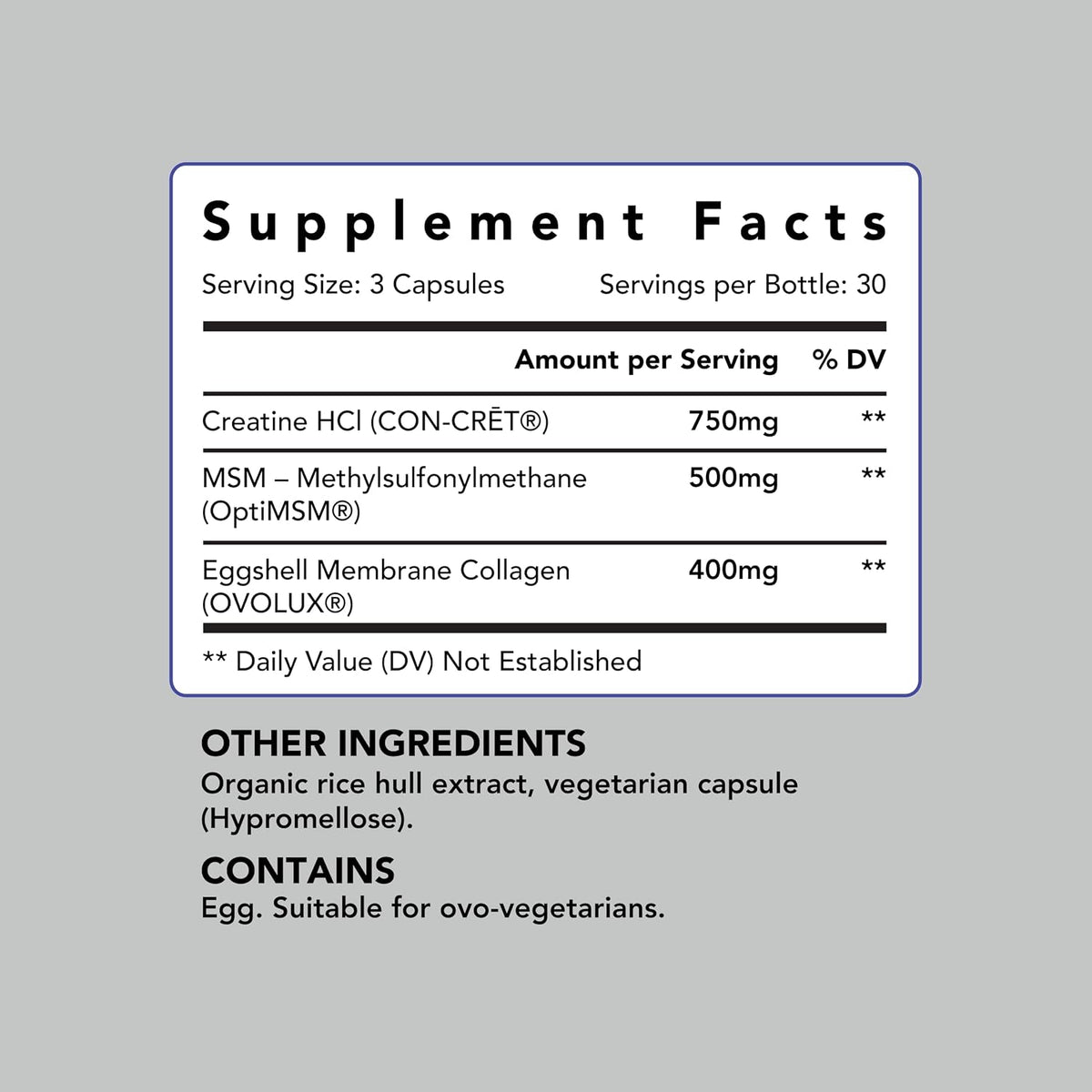 AMANDEAN Creatine HCl + Collagen + MSM Capsules, CON-CRET & OptiMSM, 90ct