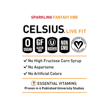 CELSIUS RETRO VIBE Sparkling Sherbet Slush, Sugar Free Energy Drink, 12 Fl Oz (Pack of 12)