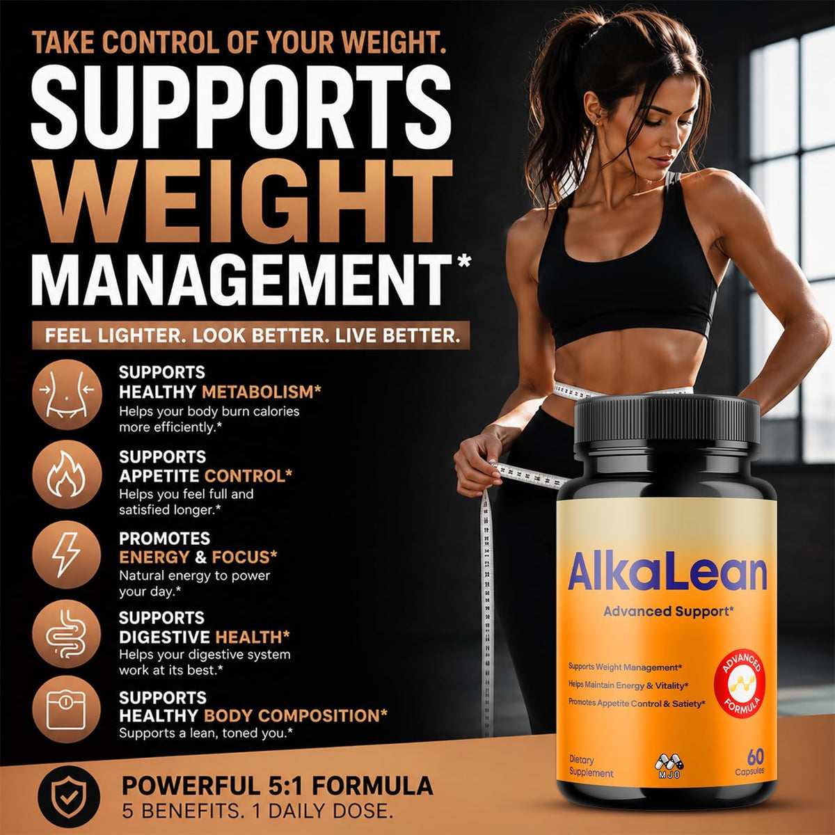 Alkalean Capsules, Alka Lean Weight Management Support Pills, 60 Capsules