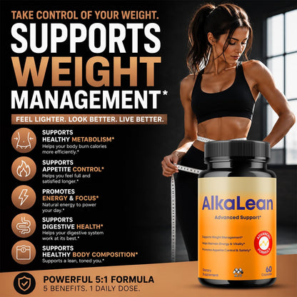 Alkalean Capsules, Alka Lean Weight Management Support Pills, 60 Capsules