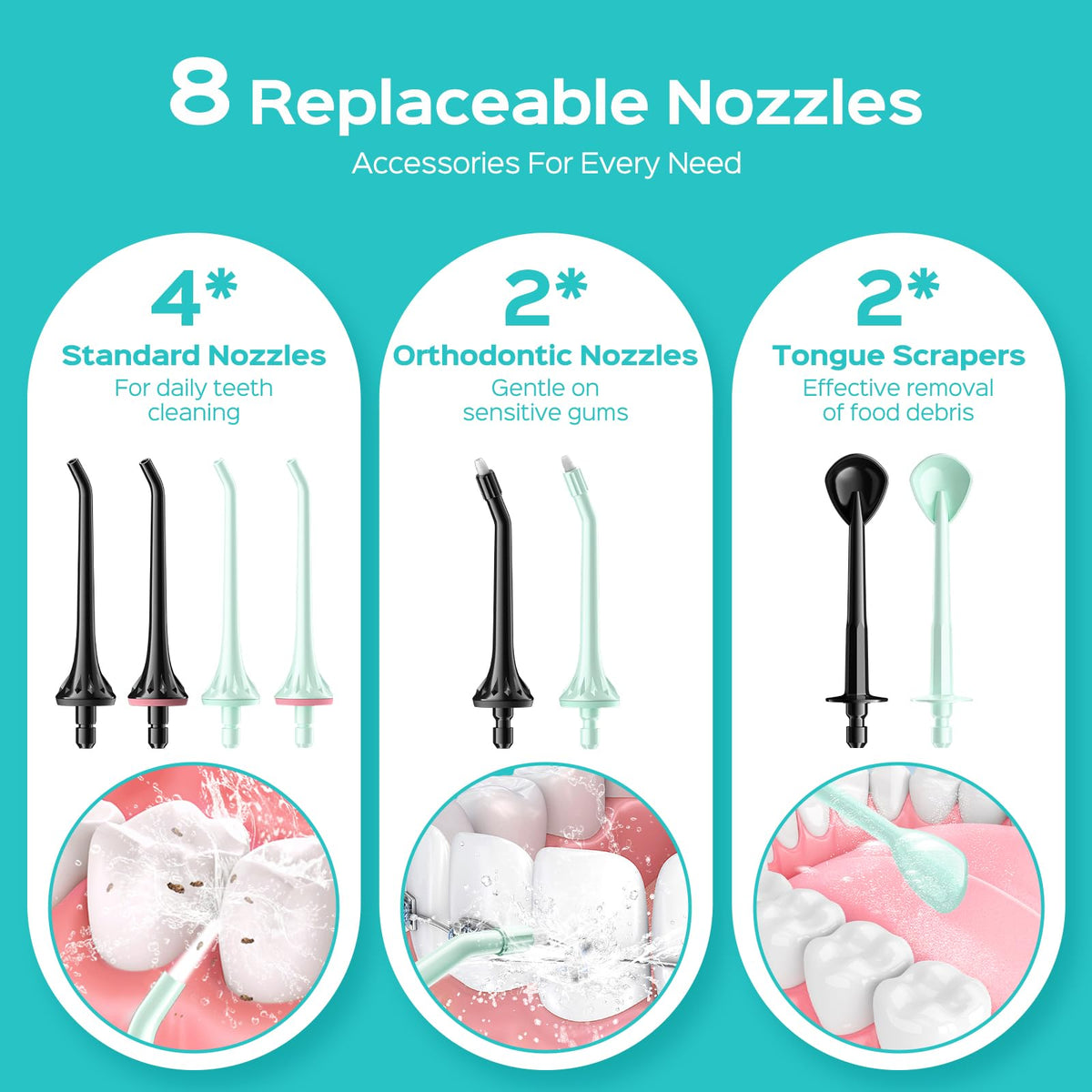 COSLUS C30 Water Dental Flosser, Upgraded DIY Mode, Black, 1Pcs