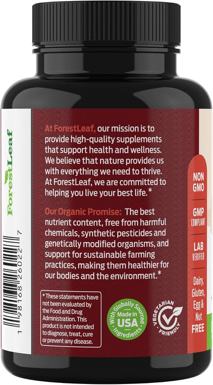 ForestLeaf Organic Irish Sea Moss Capsules | 2100mg Raw Seamoss Pills Advanced Supplement Superfood + Burdock, Bladderwrack for Digestive, Respiratory, Immune Health | 90 Vegan Organic Sea Moss Caps