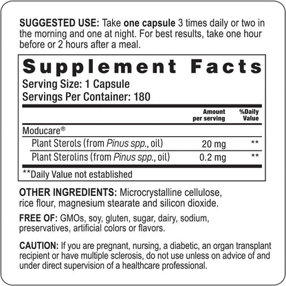 Moducare Immune Support - Plant Sterols & Sterolins for Immune System Modulation - Optimal Health Support* - Non-GMO, Gluten-Free & Dairy-Free - 180 Vegetarian Capsules (180 Servings)