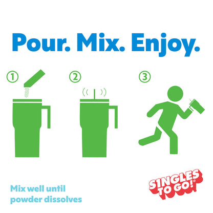 Sonic Singles to Go Powdered Drink Mix, Ocean Water, 6 Sticks per Box, 3 Boxes included (18 Sticks Total)