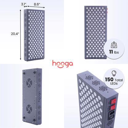 Hooga Red Light Therapy, 660nm 850nm Red Near Infrared, Dual Chip LEDs, Modular, 150 LEDs