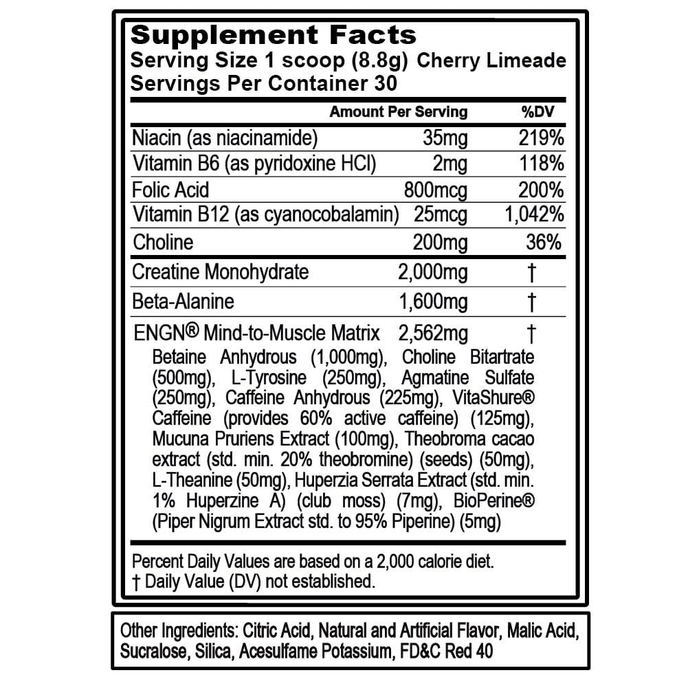 EVL Intense Pre Workout with Creatine - ENGN Energizing Pre Workout for Men Powder Drink for Lasting Energy Focus and Recovery - with Beta Alanine Caffeine and L Theanine - Blue Raz