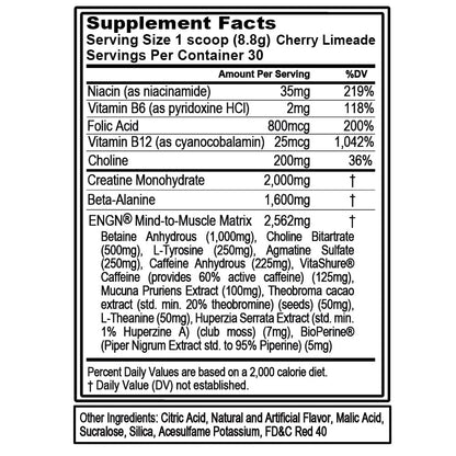 EVL Intense Pre Workout with Creatine - ENGN Energizing Pre Workout for Men Powder Drink for Lasting Energy Focus and Recovery - with Beta Alanine Caffeine and L Theanine - Blue Raz