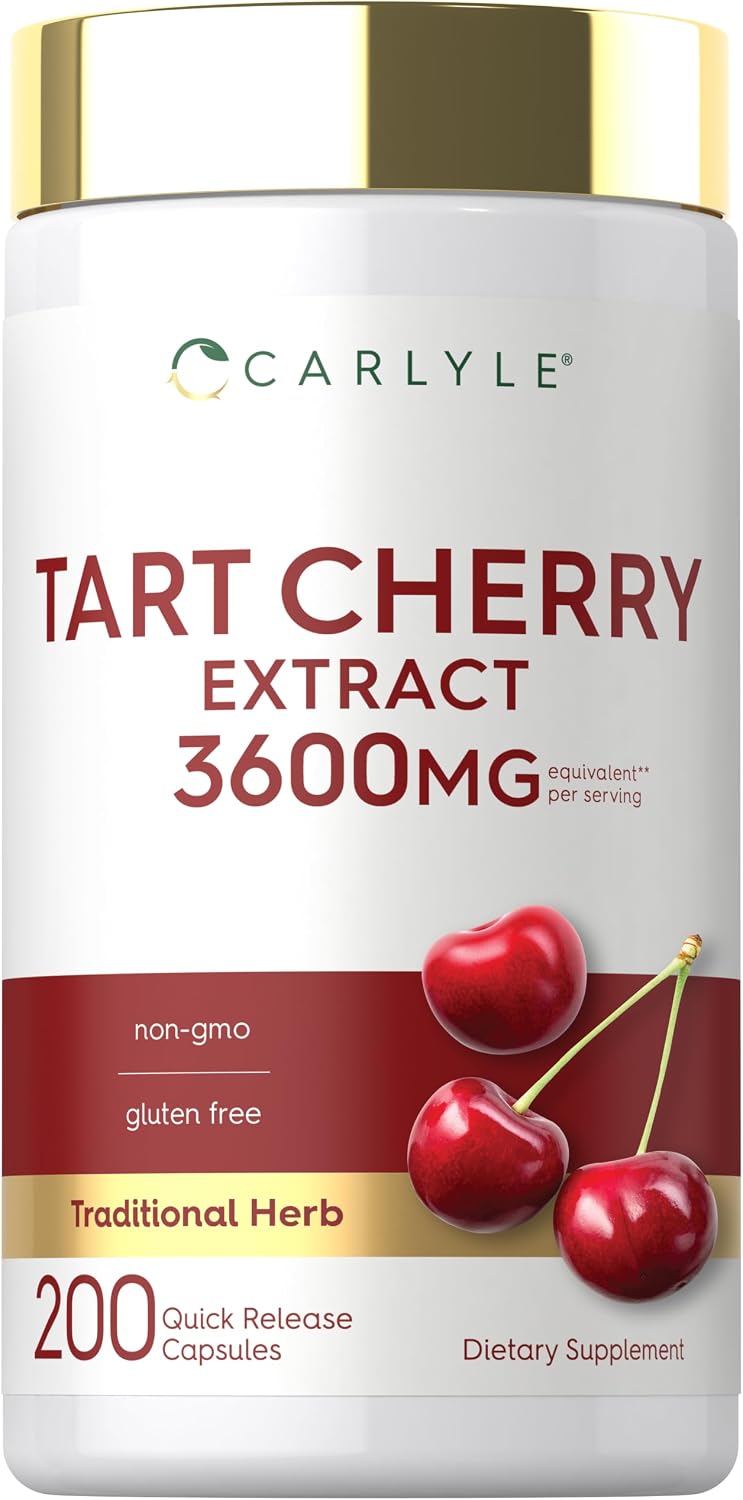 Carlyle Tart Cherry Extract Capsules | 200 Count | Non-GMO and Gluten Free Formula | Traditional Herb Supplement