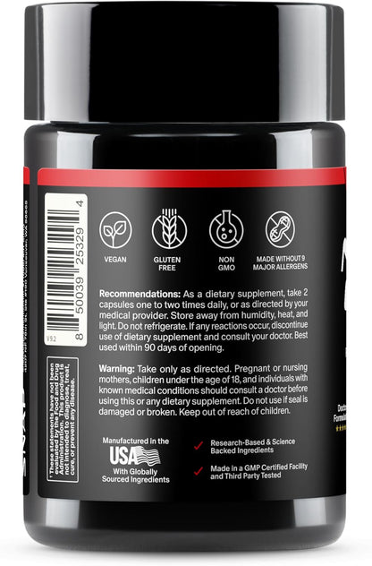 Snap Supplements Nitric Oxide Booster for Men & Women, 60 Vegan Capsules | Nitric Oxide Supplement, L-Citrulline + 3 Forms of L-Arginine for Stamina, Endurance & Circulation, Caffeine-Free Pre-Workout
