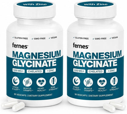 Magnesium Glycinate with Zinc - 275mg Elemental Magnesium + 8mg Zinc for Busy Professionals Who Need Better Sleep, Muscle Recovery and Immune Support, 180 Capsules