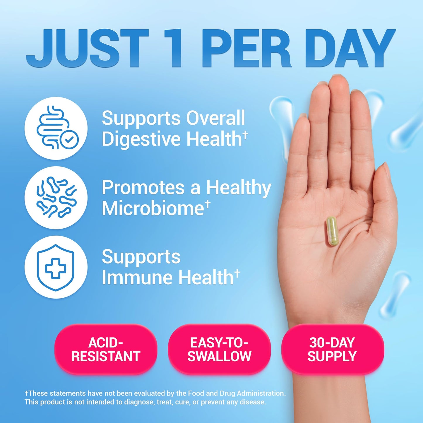 Dr. Berg Probiotic Supplement (60 Billion CFUs) - Helps Ease Occasional Constipation, Diarrhea, Gas & Bloating* - Pre and Probiotics for Digestive Health - 30 Probiotic Capsules