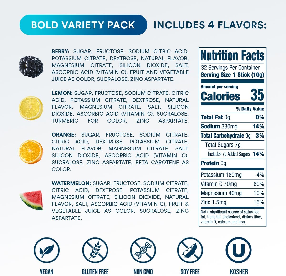 DripDrop Hydration Bold Tropical Variety Bundle Electrolyte Packets, 64 Ct | Watermelon, Berry, Lemon, Orange, Mango, Açaí, Passion Fruit & Piña Colada; Single Serve Powder Drink Mix; 3X Electrolytes