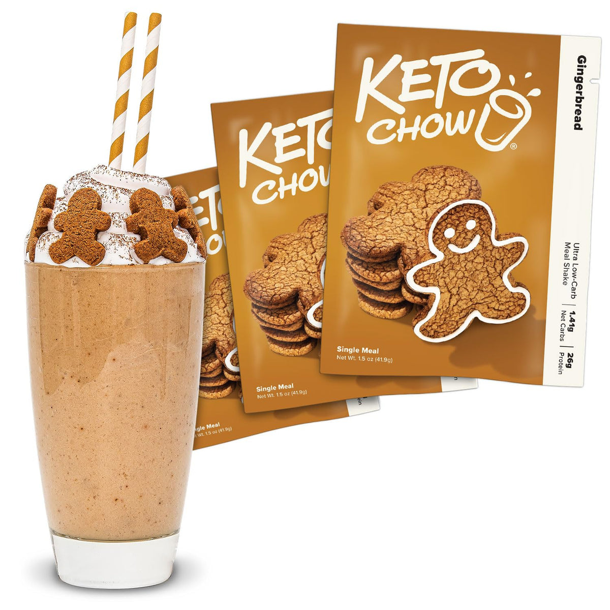 Keto Chow Chocolate Peanut Butter Meal Replacement Shake Powder, 3 Meals