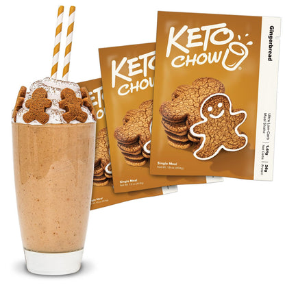 Keto Chow Chocolate Peanut Butter Meal Replacement Shake Powder, 3 Meals