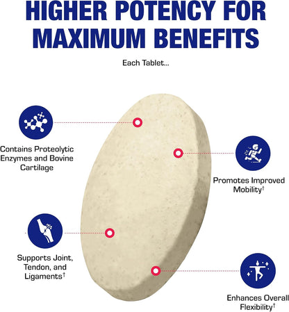 Cartilage Ligament and Tendon Supplement - Clinical Restorative Joint Support Formula with Bovine Cartilage Minerals and Proteolytic Enzymes for Enhanced Comfort Mobility Zymain 90 Support