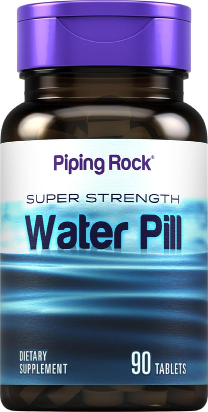Piping Rock Water Pill for Men and Women | 90 Tablets | Super Strength Supplement with Potassium |Vegetarian, Non-GMO, Gluten Free